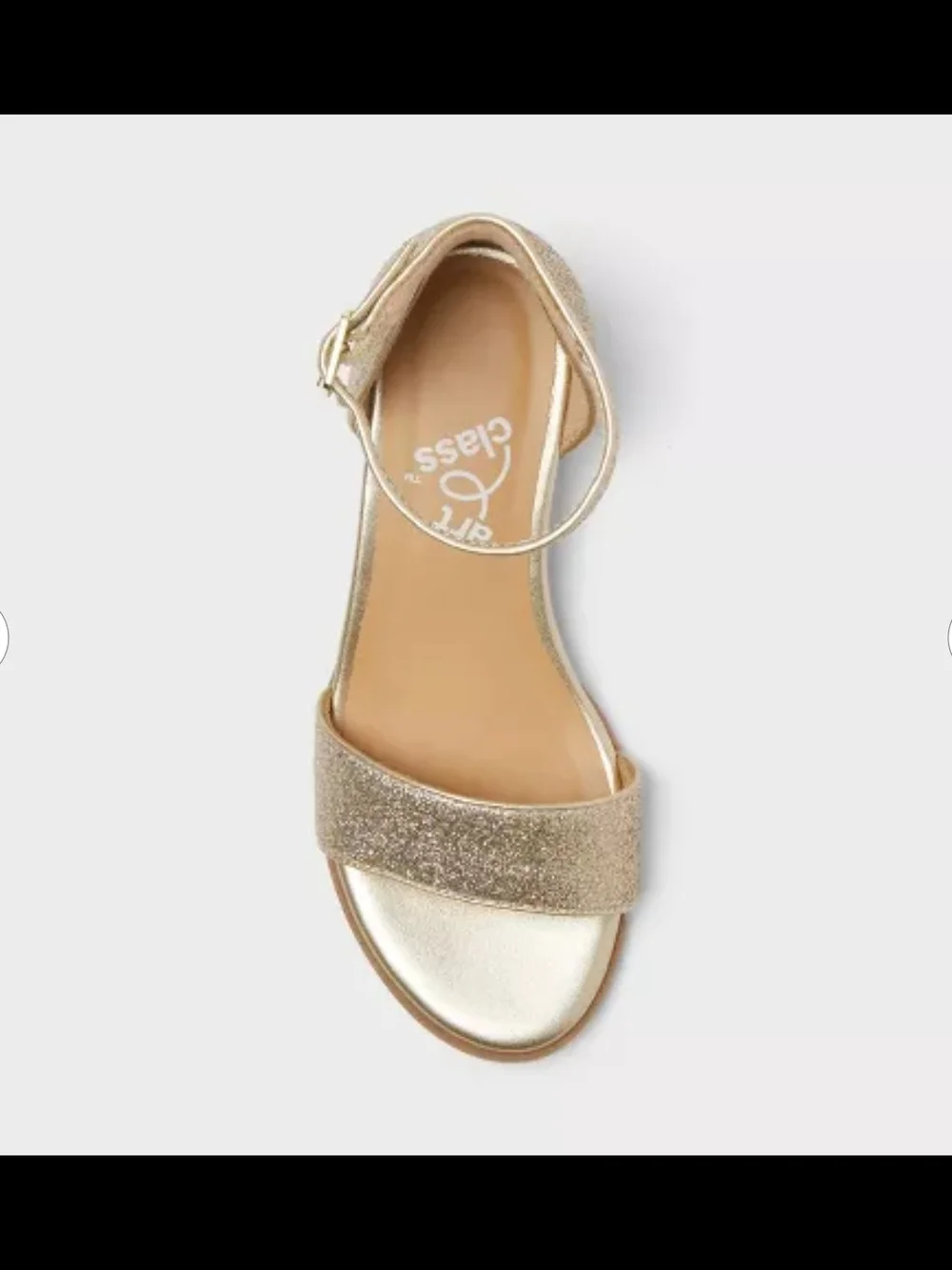 Art Class Gold Glitter Girls Fannie Heeled Dress Sandal Ankle-Strap Block Size 5